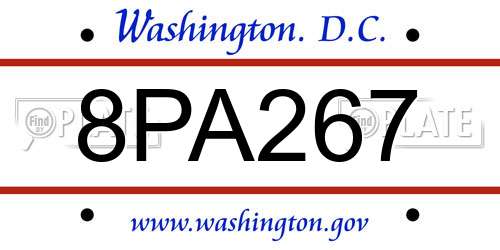 8PA267 District Of Columbia License Plate
