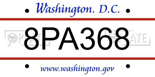 8PA368 District Of Columbia License Plate