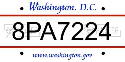 8PA7224 District Of Columbia License Plate