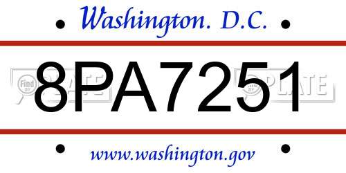 8PA7251 District Of Columbia License Plate