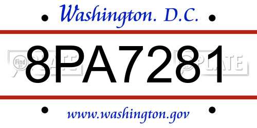 8PA7281 District Of Columbia License Plate