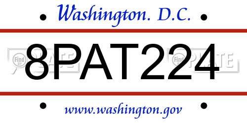 8PAT224 District Of Columbia License Plate