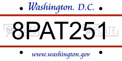 8PAT251 District Of Columbia License Plate