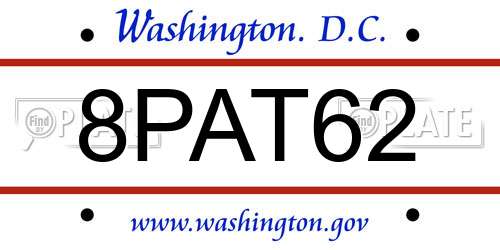 8PAT62 District Of Columbia License Plate