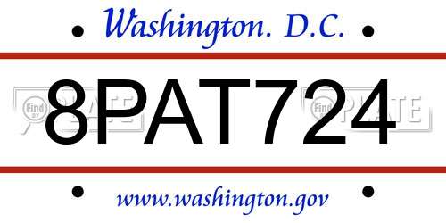 8PAT724 District Of Columbia License Plate