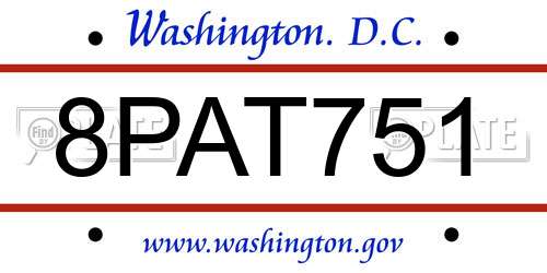 8PAT751 District Of Columbia License Plate