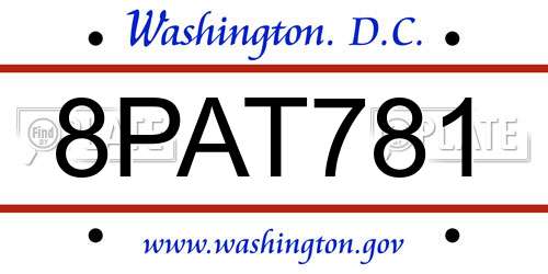 8PAT781 District Of Columbia License Plate
