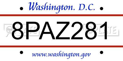 8PAZ281 District Of Columbia License Plate