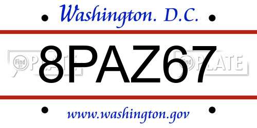 8PAZ67 District Of Columbia License Plate