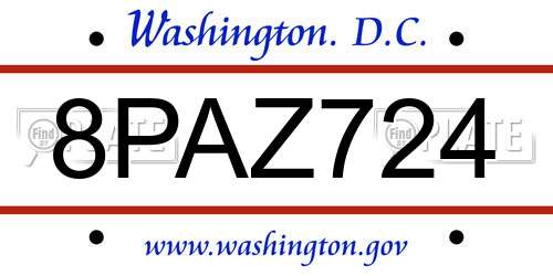 8PAZ724 District Of Columbia License Plate