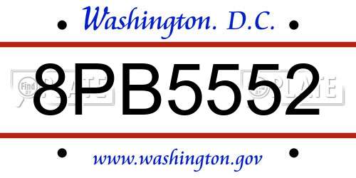 8PB5552 District Of Columbia License Plate