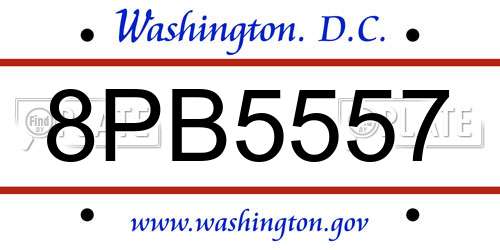 8PB5557 District Of Columbia License Plate