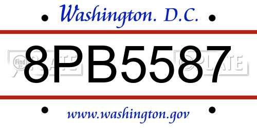 8PB5587 District Of Columbia License Plate