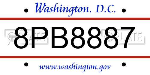 8PB8887 District Of Columbia License Plate