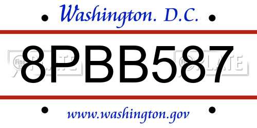 8PBB587 District Of Columbia License Plate