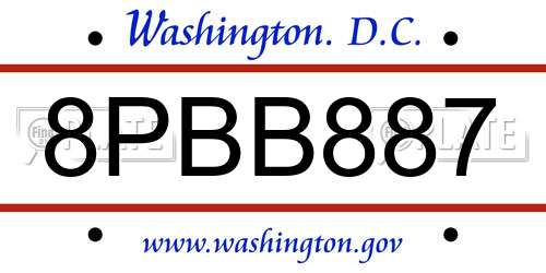 8PBB887 District Of Columbia License Plate