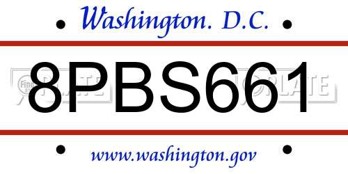 8PBS661 District Of Columbia License Plate