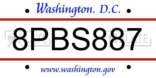 8PBS887 District Of Columbia License Plate