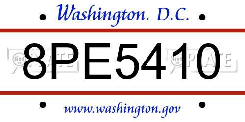 8PE5410 District Of Columbia License Plate