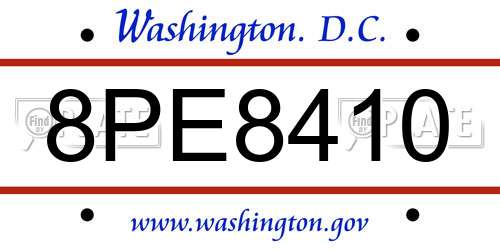 8PE8410 District Of Columbia License Plate