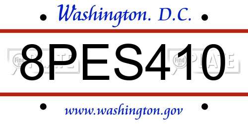 8PES410 District Of Columbia License Plate