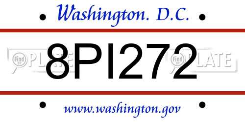 8PI272 District Of Columbia License Plate