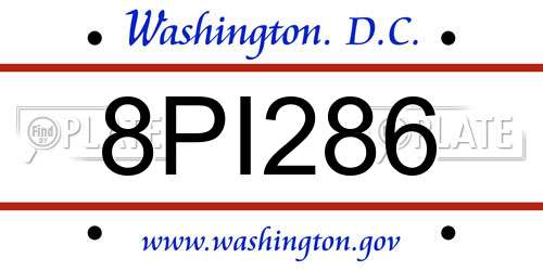 8PI286 District Of Columbia License Plate