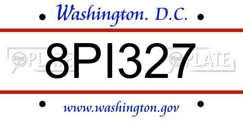 8PI327 District Of Columbia License Plate