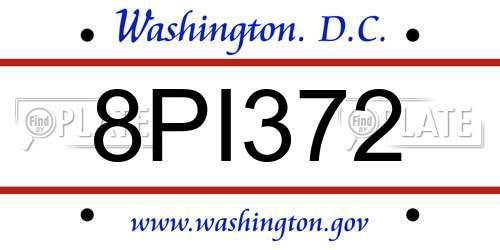 8PI372 District Of Columbia License Plate