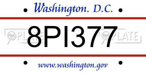 8PI377 District Of Columbia License Plate