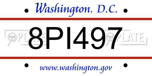 8PI497 District Of Columbia License Plate