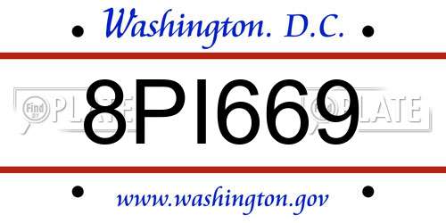 8PI669 District Of Columbia License Plate