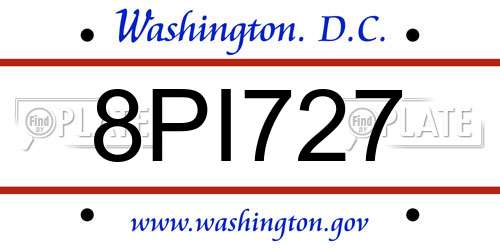 8PI727 District Of Columbia License Plate