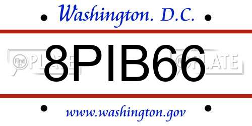 8PIB66 District Of Columbia License Plate
