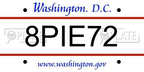 8PIE72 District Of Columbia License Plate