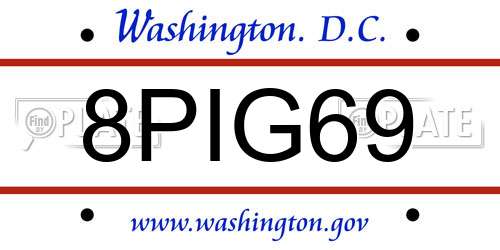 8PIG69 District Of Columbia License Plate