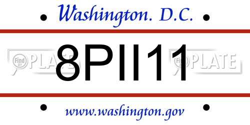 8PII11 District Of Columbia License Plate