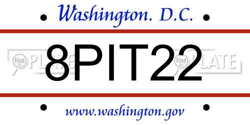 8PIT22 District Of Columbia License Plate