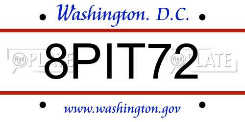 8PIT72 District Of Columbia License Plate