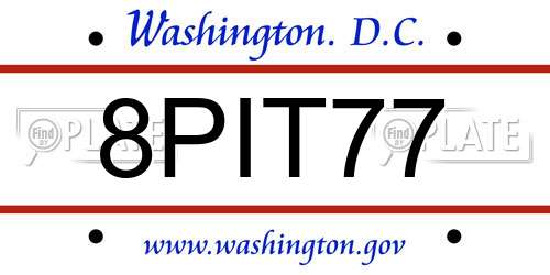 8PIT77 District Of Columbia License Plate