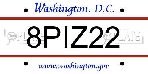 8PIZ22 District Of Columbia License Plate