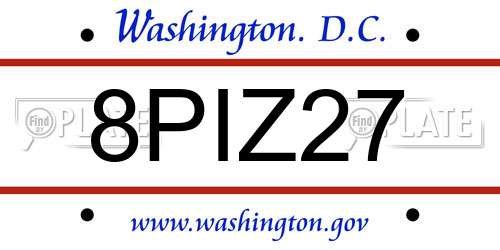 8PIZ27 District Of Columbia License Plate