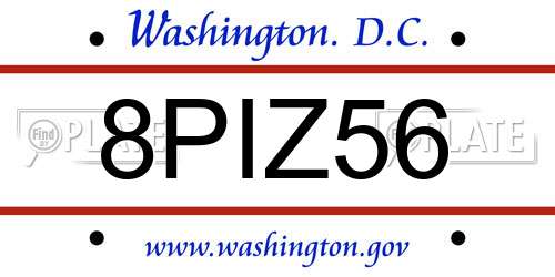 8PIZ56 District Of Columbia License Plate