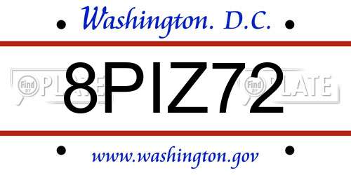 8PIZ72 District Of Columbia License Plate
