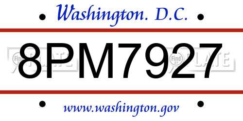 8PM7927 District Of Columbia License Plate
