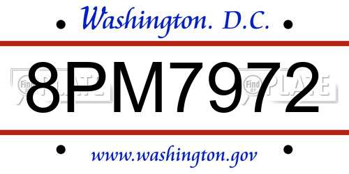 8PM7972 District Of Columbia License Plate