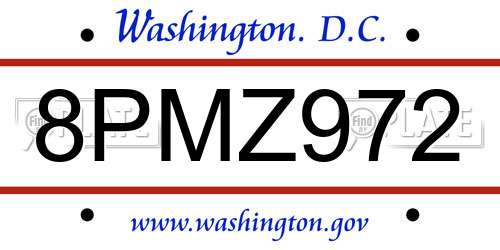 8PMZ972 District Of Columbia License Plate