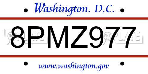 8PMZ977 District Of Columbia License Plate