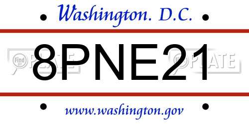 8PNE21 District Of Columbia License Plate