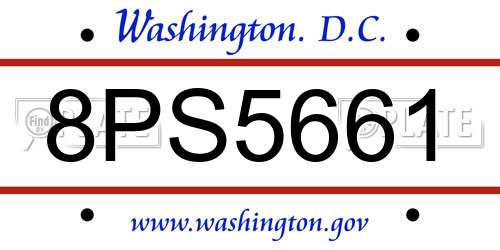 8PS5661 District Of Columbia License Plate